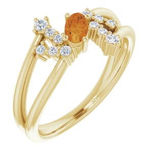 14K Yellow Citrine & 1/8 CTW Diamond Bypass Ring - Siddiqui Jewelers