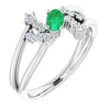 14K White Emerald & 1/8 CTW Diamond Bypass Ring - Siddiqui Jewelers