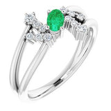 14K White Emerald & 1/8 CTW Diamond Bypass Ring - Siddiqui Jewelers