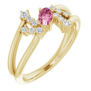 14K Yellow Pink Tourmaline & 1/8 CTW Diamond Bypass Ring - Siddiqui Jewelers