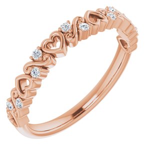 14K Rose .08 CTW Heart Diamond Anniversary Band - Siddiqui Jewelers