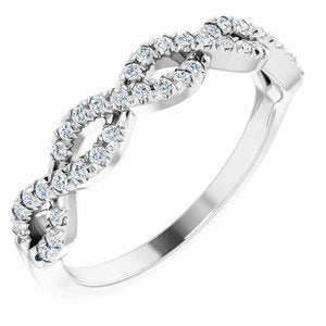 14K White 1/6 CTW French-Set Twist-Style Diamond Anniversary Band - Siddiqui Jewelers