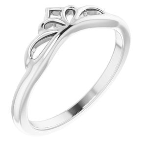 14K White Stackable Crown Ring - Siddiqui Jewelers