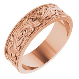 14K Rose 6 mm Sculptural-Inspired Band with Milgrain Size 9 - Siddiqui Jewelers