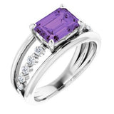 Platinum Amethyst & 1/5 CTW Diamond Ring-Siddiqui Jewelers