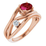 14K Rose Chatham® Created Ruby & 1/10 CTW Diamond Ring - Siddiqui Jewelers