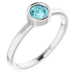 14K White 4.5 mm Round Blue Zircon Ring-Siddiqui Jewelers