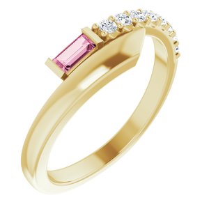 14K Yellow Pink Sapphire & 1/6 CTW Diamond Bypass Ring - Siddiqui Jewelers