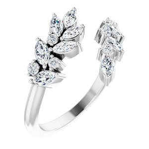 14K White 1/2 CTW Diamond Bypass Ring - Siddiqui Jewelers