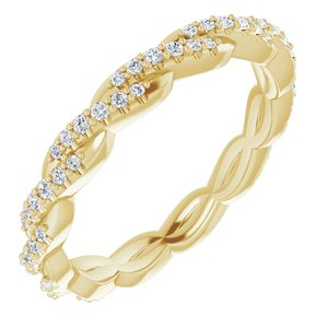 14K Yellow 1/4 CTW Diamond Twisted Eternity Band Size 7 - Siddiqui Jewelers