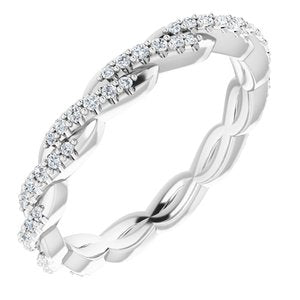 14K White 1/4 CTW Diamond Twisted Eternity Band Size 6 - Siddiqui Jewelers