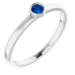 14K White 3 mm Round Lab-Grown Blue Sapphire Ring-Siddiqui Jewelers