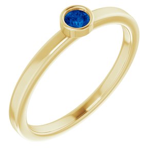 14K Yellow 3 mm Round Blue Sapphire Ring-Siddiqui Jewelers