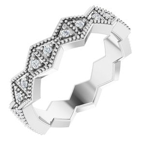 14K White 1/5 CTW Diamond Geometric Eternity Band Size 6 - Siddiqui Jewelers