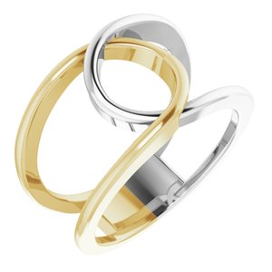 14K White & Yellow Interlocking Loop Ring - Siddiqui Jewelers