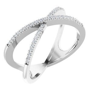 14K White 1/6 CTW Natural Diamond Criss-Cross Ring-Siddiqui Jewelers