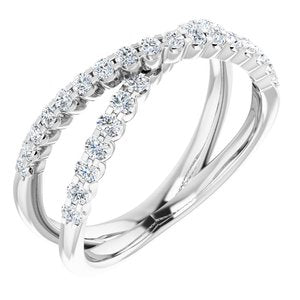 14K White 1/2 CTW Lab-Grown Diamond Criss-Cross Ring Siddiqui Jewelers