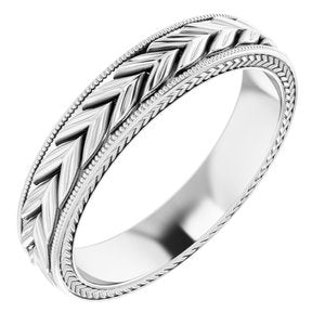 Platinum 5 mm Wheat Pattern Band Size 11.5 - Siddiqui Jewelers
