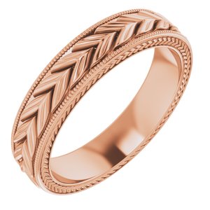 14K Rose 5 mm Wheat Pattern Band Size 9.5 - Siddiqui Jewelers