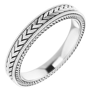 14K White 3 mm Wheat Pattern Band Size 7.5 - Siddiqui Jewelers