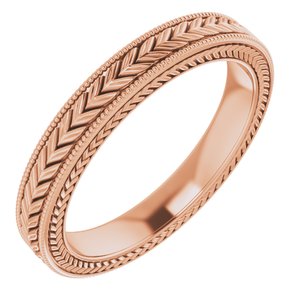 14K Rose 3 mm Wheat Pattern Band Size 6.5 - Siddiqui Jewelers