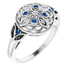 Sterling Silver Sapphire & .03 CTW Diamond Ring Size 7 - Siddiqui Jewelers