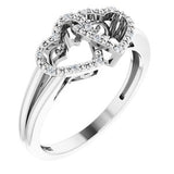 Sterling Silver .05 CTW Diamond Double Heart Design Ring Size 5 - Siddiqui Jewelers