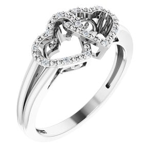 Sterling Silver .05 CTW Diamond Double Heart Design Ring Size 6 - Siddiqui Jewelers