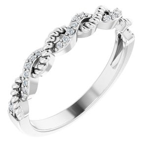 14K White .08 CTW Diamond Stackable Ring - Siddiqui Jewelers