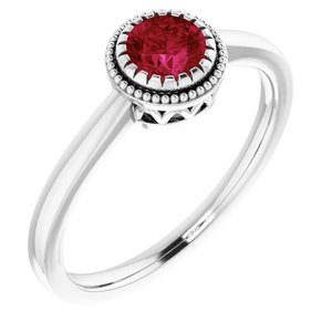 14K White Ruby "July" Birthstone Ring - Siddiqui Jewelers