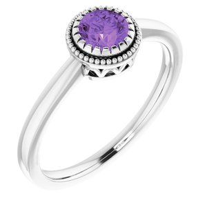 14K White Amethyst "February" Birthstone Ring - Siddiqui Jewelers