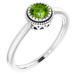 14K White Peridot "August" Birthstone Ring - Siddiqui Jewelers