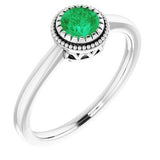 14K White Emerald "May" Birthstone Ring - Siddiqui Jewelers