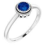 14K White Blue Sapphire "September" Birthstone Ring - Siddiqui Jewelers