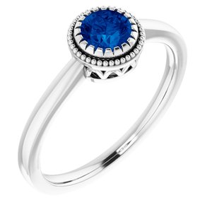 14K White Blue Sapphire "September" Birthstone Ring - Siddiqui Jewelers