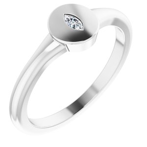 14K White .05 CT Diamond Signet Ring-Siddiqui Jewelers