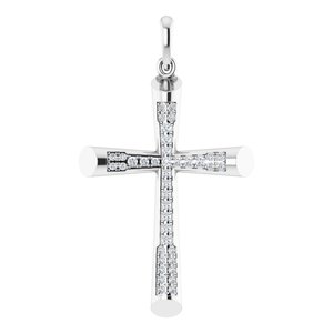 14K White 1/4 CTW Diamond Micro Pavé Cross Pendant - Siddiqui Jewelers