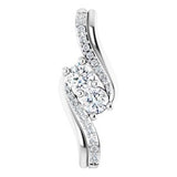 14K White 5/8 CTW Diamond Two Stone Pendant - Siddiqui Jewelers