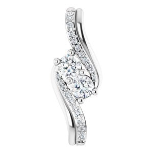 14K White 5/8 CTW Diamond Two Stone Pendant - Siddiqui Jewelers