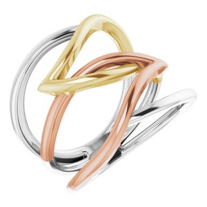 14K Tri-Color Criss-Cross Ring - Siddiqui Jewelers