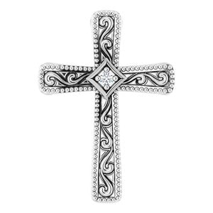 14K White .01 CTW Diamond Cross Pendant - Siddiqui Jewelers