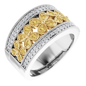 14K White & Yellow 3/8 CTW Diamond Floral-Inspired Ring - Siddiqui Jewelers