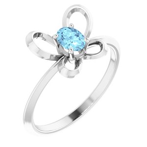 Sterling Silver 4x3 mm Oval March Youth Butterfly Birthstone Ring - Siddiqui Jewelers