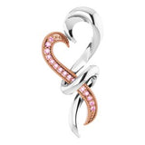 Sterling Silver with Rose Rhodium-Plating Pink Sapphire Heart Pendant - Siddiqui Jewelers