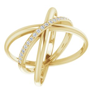 14K Yellow 1/6 CTW Diamond Criss-Cross Ring - Siddiqui Jewelers