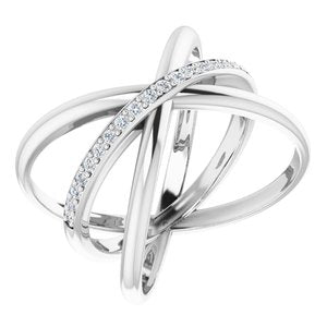 14K White 1/6 CTW Diamond Criss-Cross Ring - Siddiqui Jewelers