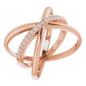 14K Rose 1/6 CTW Diamond Criss-Cross Ring - Siddiqui Jewelers