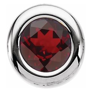 14K White 4 mm Round Imitation Garnet Birthstone Slide Pendant - Siddiqui Jewelers