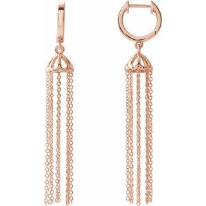 14K Rose 53.2 mm Hinged Hoop Chain Earrings - Siddiqui Jewelers