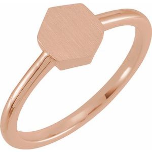 14K Rose  9.5x8 mm Geometric Signet Ring - Siddiqui Jewelers